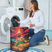 Hawaii Volcano Christmas Laundry Basket Hula Santa And Monk Seal LT05 - Polynesian Pride