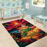 Hawaii Volcano Christmas Area Rug Hula Santa And Monk Seal LT05 - Polynesian Pride