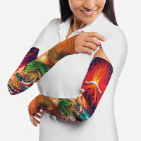 Hawaii Volcano Christmas Arm Sleeves Hula Santa And Monk Seal LT05 - Polynesian Pride