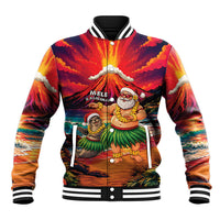 Hawaii Volcano Christmas Baseball Jacket Hula Santa And Monk Seal LT05 Unisex Multicolor - Polynesian Pride