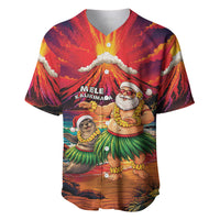 Hawaii Volcano Christmas Baseball Jersey Hula Santa And Monk Seal LT05 Multicolor - Polynesian Pride