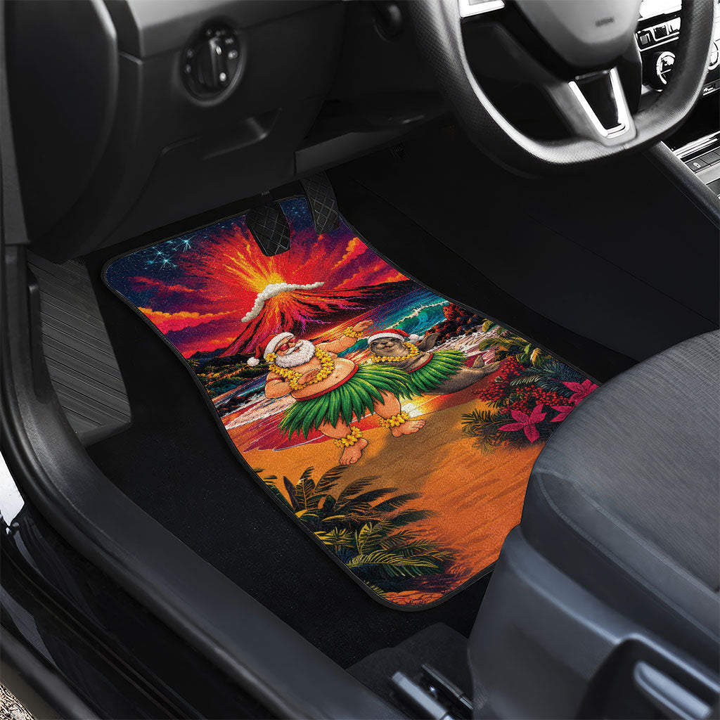 Hawaii Volcano Christmas Car Mats Hula Santa And Monk Seal LT05 - Polynesian Pride