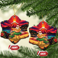 Hawaii Volcano Christmas Ceramic Ornament Hula Santa And Monk Seal LT05 Snow Flake Multicolor - Polynesian Pride