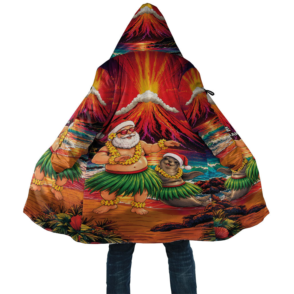 Hawaii Volcano Christmas Cloak Hula Santa And Monk Seal LT05 Unisex Multicolor - Polynesian Pride