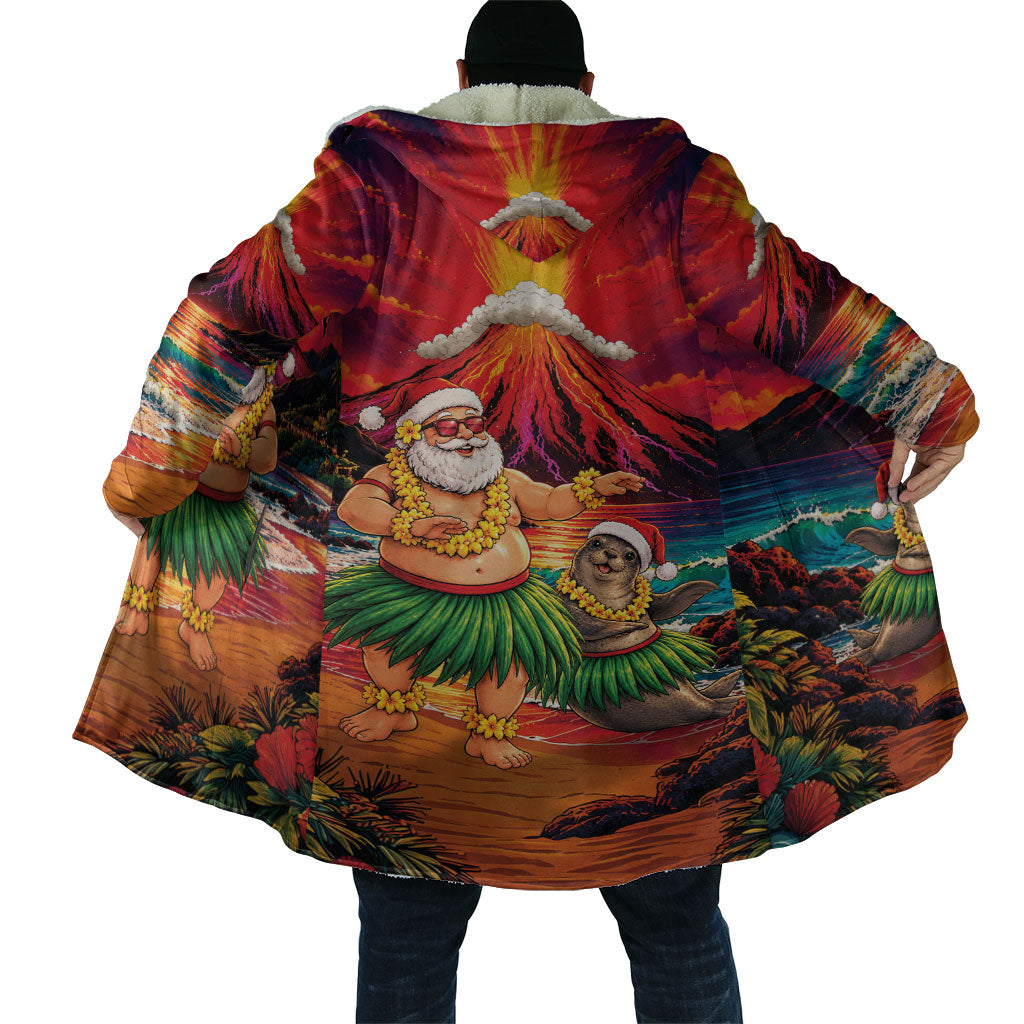 Hawaii Volcano Christmas Cloak Hula Santa And Monk Seal LT05 - Polynesian Pride