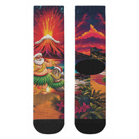 Hawaii Volcano Christmas Crew Socks Hula Santa And Monk Seal LT05 - Polynesian Pride