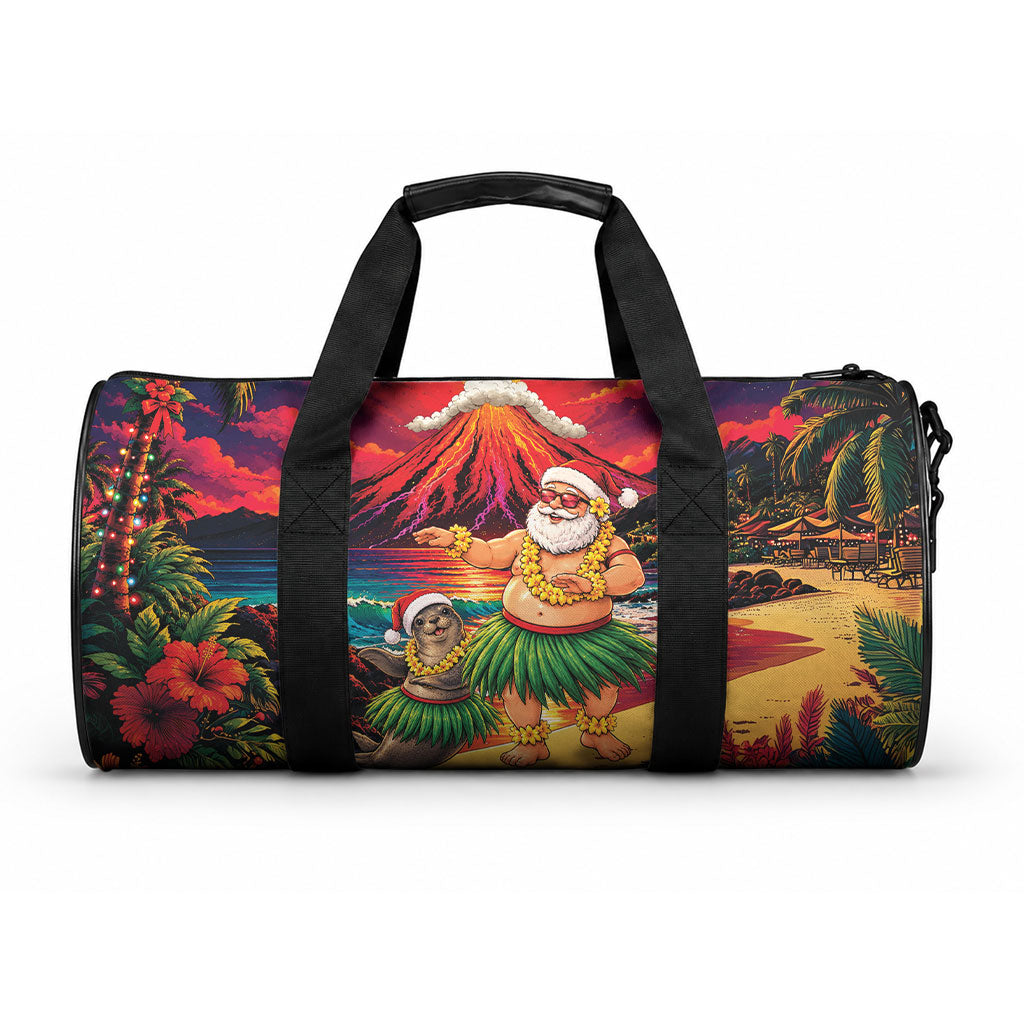 Hawaii Volcano Christmas Duffle Bag Hula Santa And Monk Seal LT05 One size Multicolor - Polynesian Pride