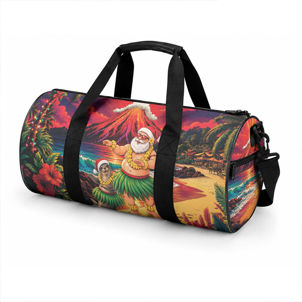 Hawaii Volcano Christmas Duffle Bag Hula Santa And Monk Seal LT05 - Polynesian Pride