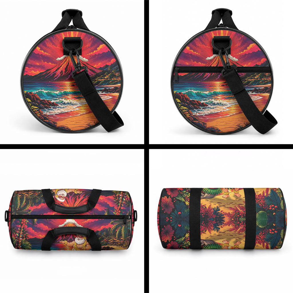 Hawaii Volcano Christmas Duffle Bag Hula Santa And Monk Seal LT05 - Polynesian Pride
