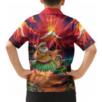 Hawaii Volcano Christmas Hawaiian Shirt Hula Santa And Monk Seal LT05 - Polynesian Pride