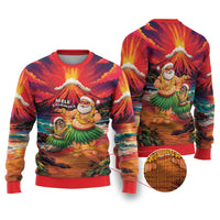 Hawaii Volcano Christmas Ugly Christmas Sweater Hula Santa And Monk Seal LT05 Multicolor - Polynesian Pride