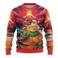 Hawaii Volcano Christmas Ugly Christmas Sweater Hula Santa And Monk Seal LT05 - Polynesian Pride