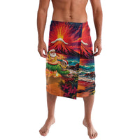 Hawaii Volcano Christmas Lavalava Hula Santa And Monk Seal LT05 Multicolor - Polynesian Pride