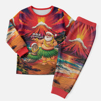 Hawaii Volcano Christmas Pajama Set Hula Santa And Monk Seal