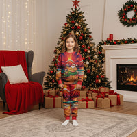 Hawaii Volcano Christmas Pajama Set Hula Santa And Monk Seal