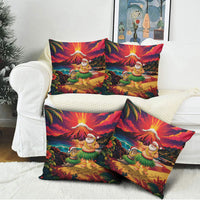 Hawaii Volcano Christmas Pillow Cover Hula Santa And Monk Seal LT05 - Polynesian Pride
