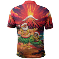 Hawaii Volcano Christmas Polo Shirt Hula Santa And Monk Seal LT05 - Polynesian Pride