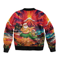 Hawaii Volcano Christmas Sleeve Zip Bomber Jacket Hula Santa And Monk Seal LT05 - Polynesian Pride