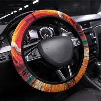 Hawaii Volcano Christmas Steering Wheel Cover Hula Santa And Monk Seal LT05 Universal Fit Multicolor - Polynesian Pride