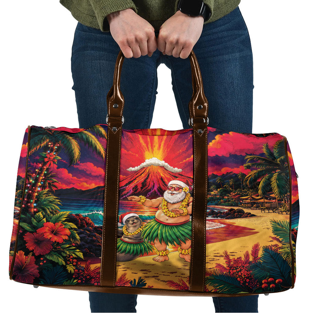 Hawaii Volcano Christmas Travel Bag Hula Santa And Monk Seal LT05 Multicolor - Polynesian Pride