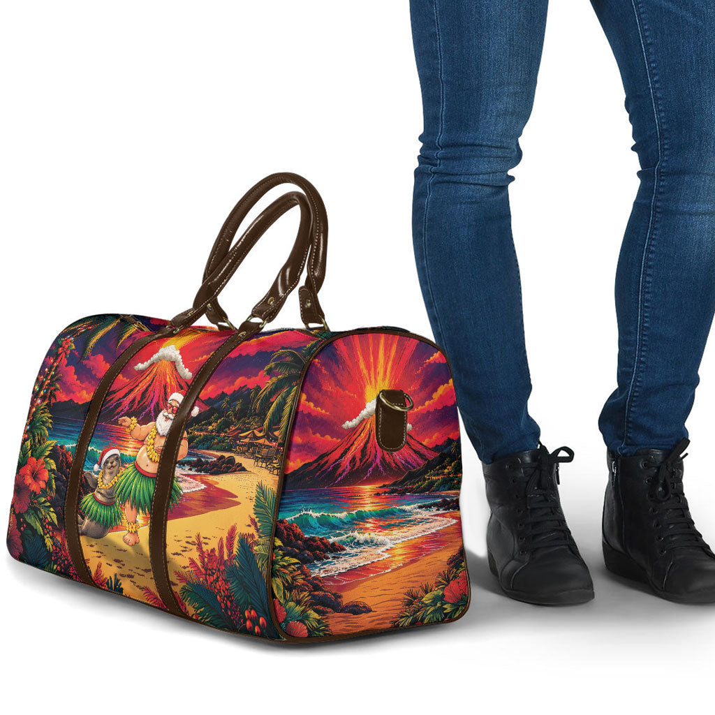 Hawaii Volcano Christmas Travel Bag Hula Santa And Monk Seal LT05 - Polynesian Pride