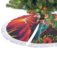 Hawaii Volcano Christmas Tree Skirt Hula Santa And Monk Seal LT05 - Polynesian Pride