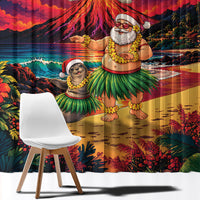 Hawaii Volcano Christmas Window Curtain Hula Santa And Monk Seal
