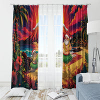 Hawaii Volcano Christmas Window Curtain Hula Santa And Monk Seal