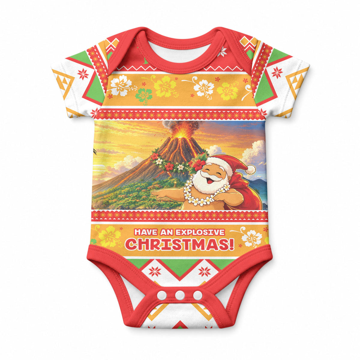 Hawaii Volcano Christmas Baby Onesie Have An Explosive Christmas LT05 Red - Polynesian Pride