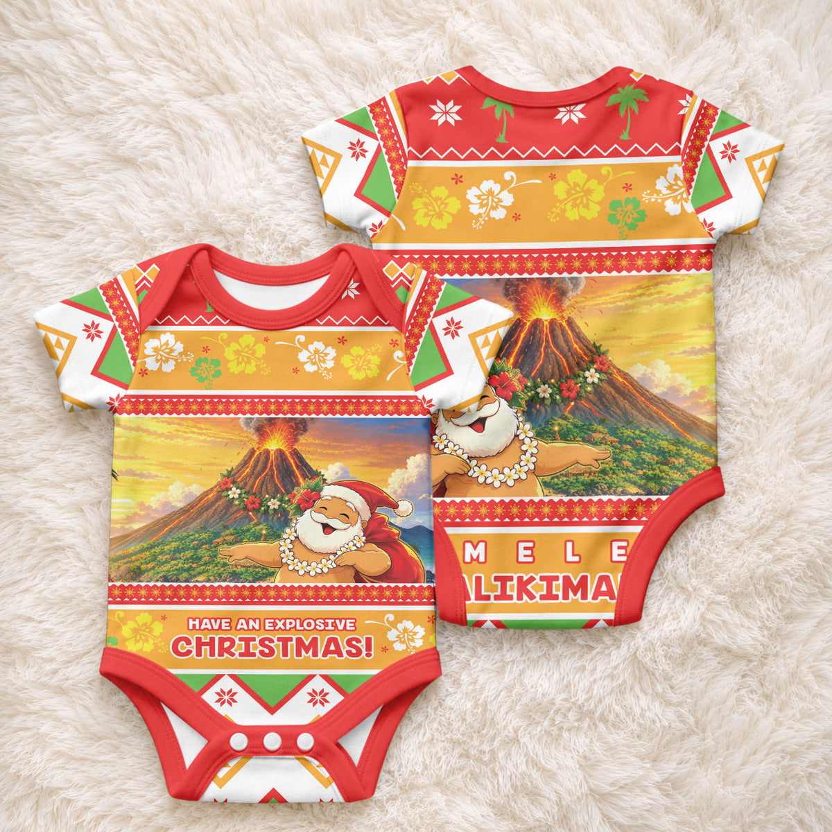 Hawaii Volcano Christmas Baby Onesie Have An Explosive Christmas LT05 - Polynesian Pride