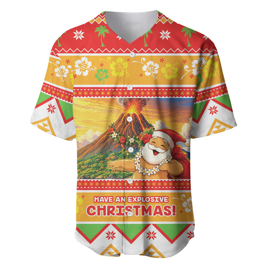Hawaii Volcano Christmas Baseball Jersey Have An Explosive Christmas LT05 Red - Polynesian Pride