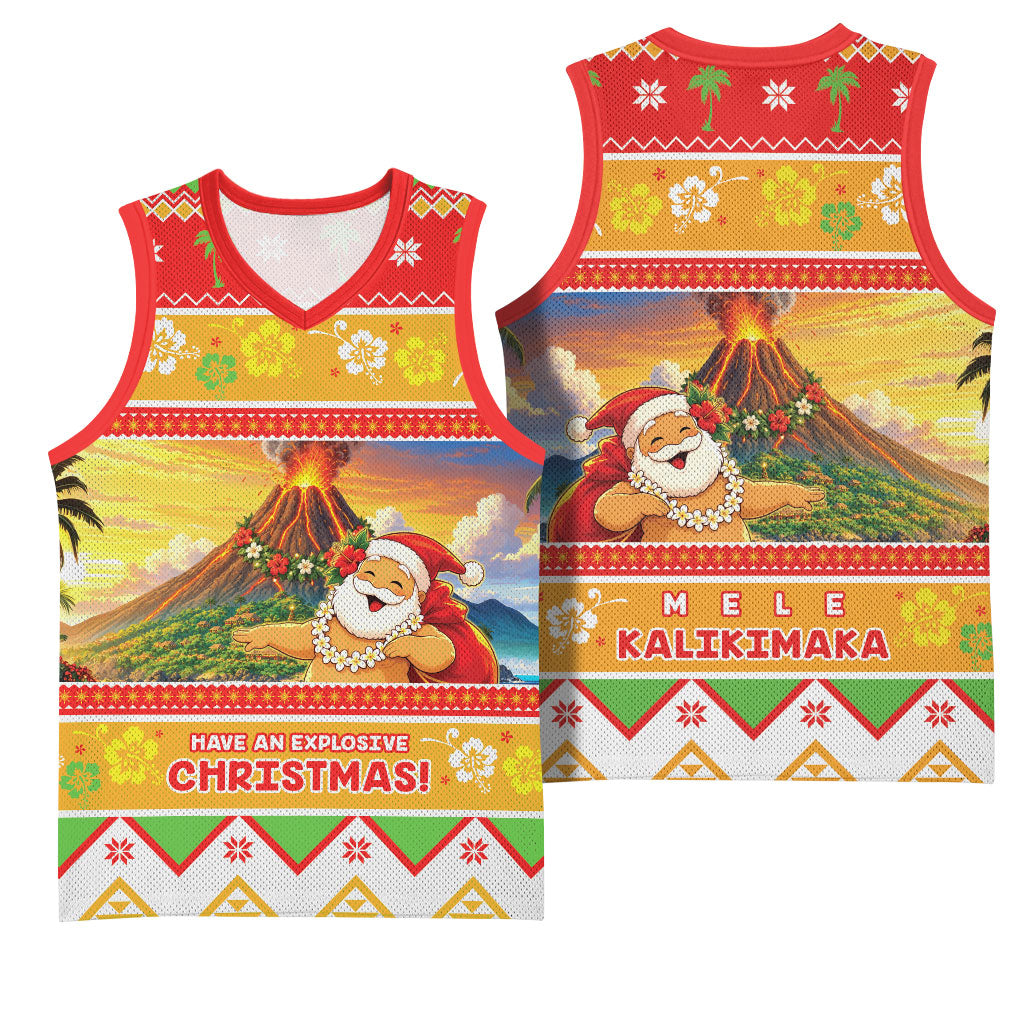 Hawaii Volcano Christmas Basketball Jersey Have An Explosive Christmas LT05 - Polynesian Pride