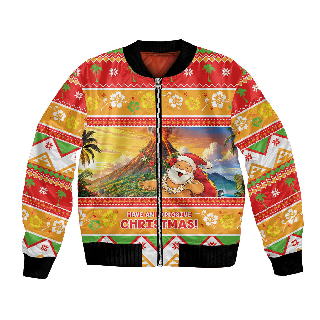 Hawaii Volcano Christmas Bomber Jacket Have An Explosive Christmas LT05 Unisex Red - Polynesian Pride