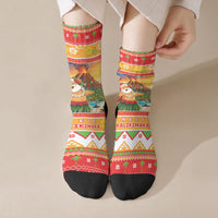 Hawaii Volcano Christmas Crew Socks Have An Explosive Christmas LT05 Crew Socks Red - Polynesian Pride