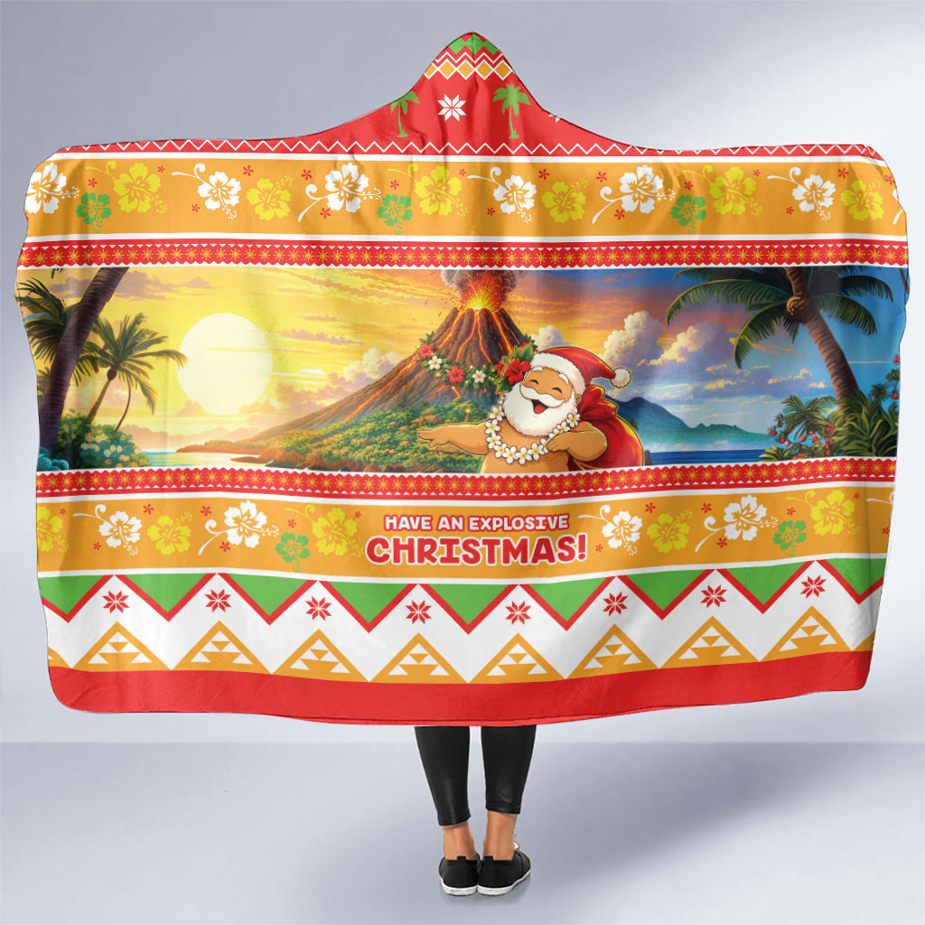 Hawaii Volcano Christmas Hooded Blanket Have An Explosive Christmas LT05 One Size Red - Polynesian Pride