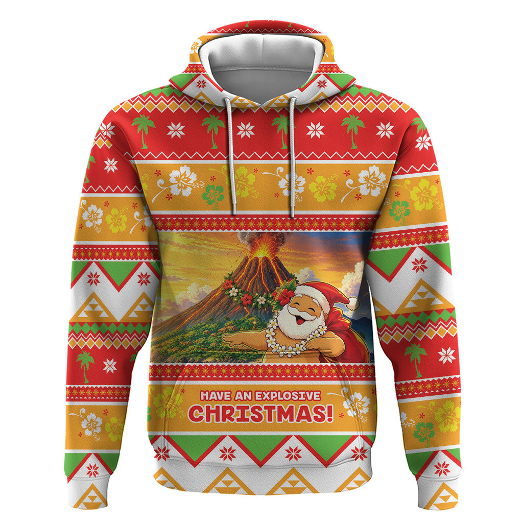 Hawaii Volcano Christmas Hoodie Have An Explosive Christmas LT05 Pullover Hoodie Red - Polynesian Pride