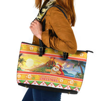 Hawaii Volcano Christmas Leather Tote Bag Have An Explosive Christmas LT05 Red - Polynesian Pride