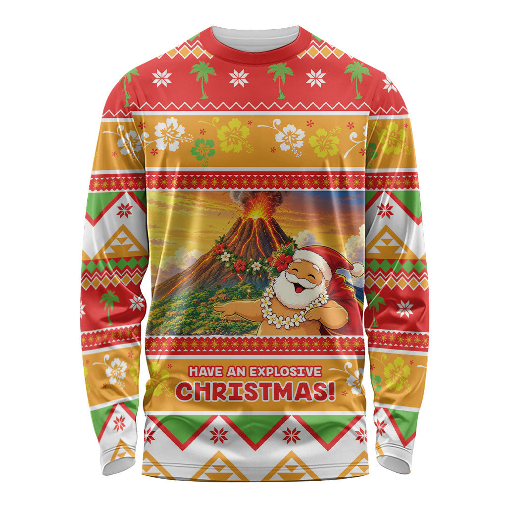 Hawaii Volcano Christmas Long Sleeve Shirt Have An Explosive Christmas LT05 Unisex Red - Polynesian Pride