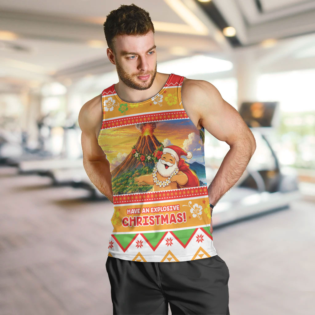 Hawaii Volcano Christmas Men Tank Top Have An Explosive Christmas LT05 Red - Polynesian Pride