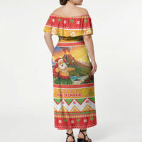 Hawaii Volcano Christmas Off Shoulder Maxi Dress Have An Explosive Christmas LT05 - Polynesian Pride