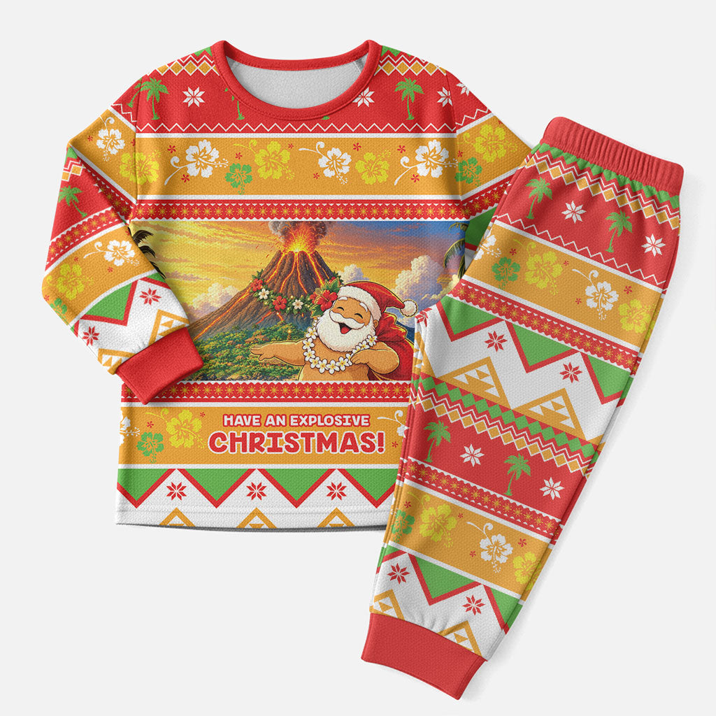 Hawaii Volcano Christmas Pajama Set Have An Explosive Christmas LT05 Men Red - Polynesian Pride