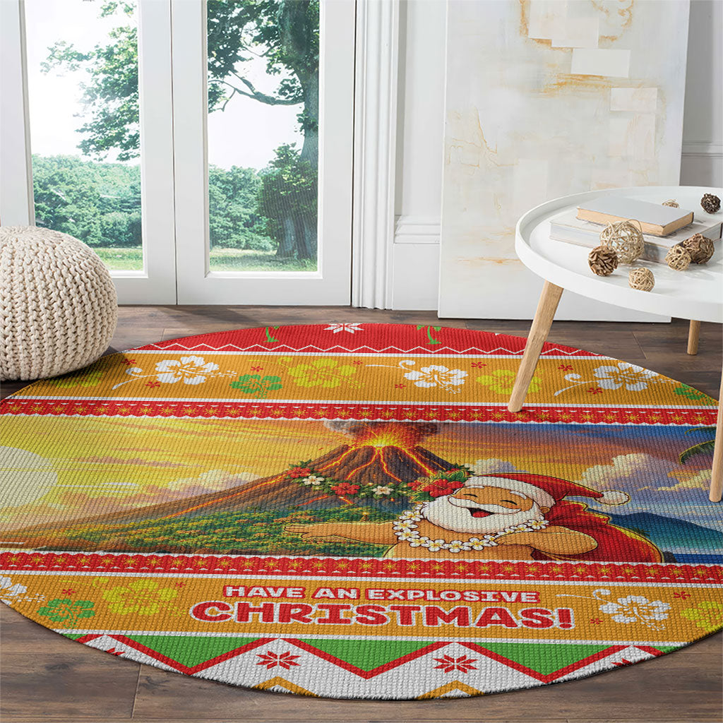 Hawaii Volcano Christmas Round Carpet Have An Explosive Christmas LT05 - Polynesian Pride