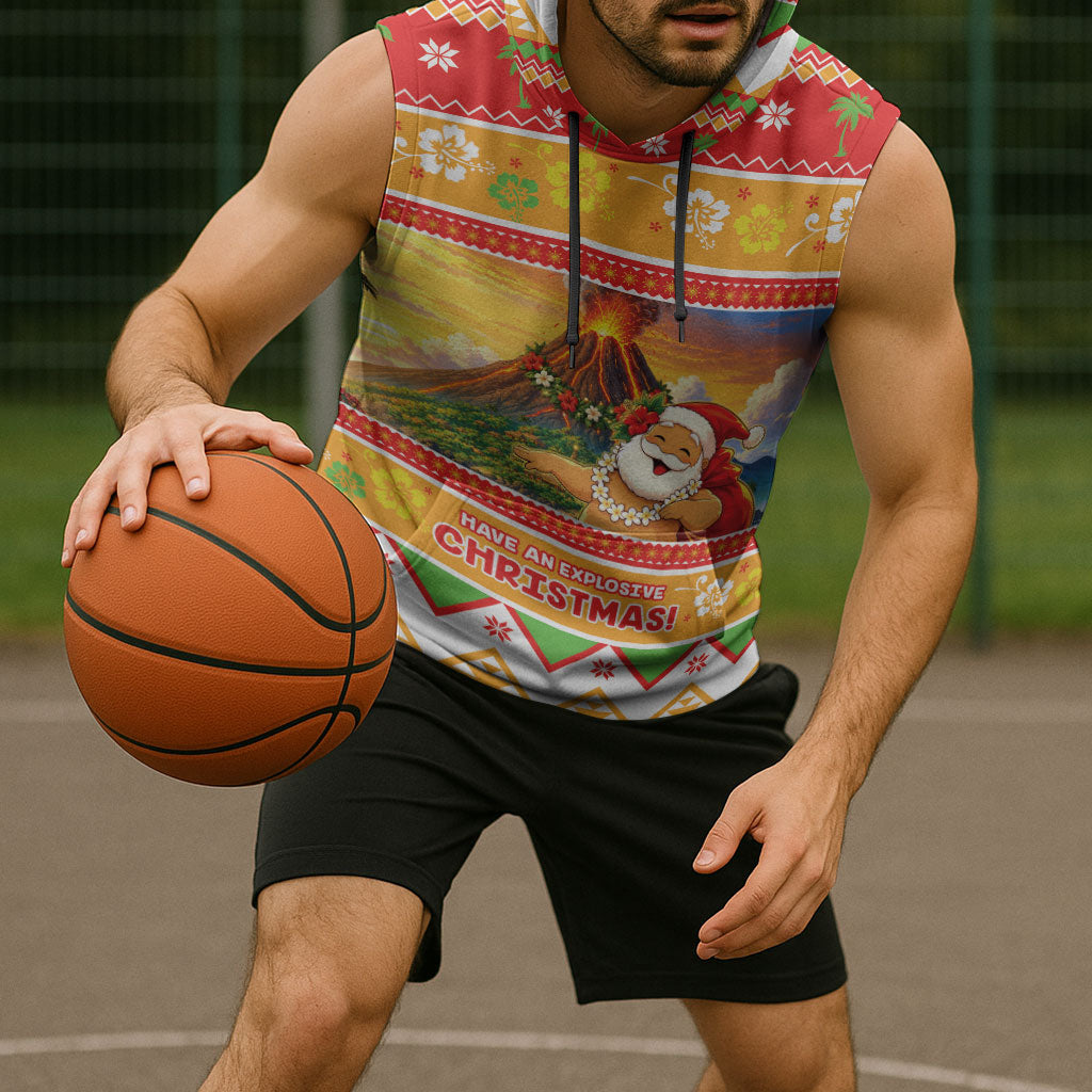 Hawaii Volcano Christmas Sleeveless Hoodie Have An Explosive Christmas LT05 - Polynesian Pride