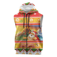 Hawaii Volcano Christmas Sleeveless Zip Hoodie Have An Explosive Christmas LT05 Red - Polynesian Pride