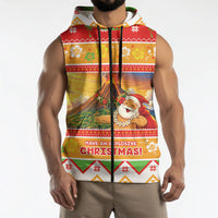 Hawaii Volcano Christmas Sleeveless Zip Hoodie Have An Explosive Christmas LT05 - Polynesian Pride