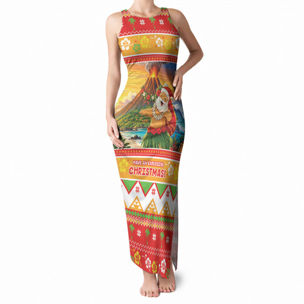 Hawaii Volcano Christmas Tank Maxi Dress Have An Explosive Christmas LT05 Women Red - Polynesian Pride