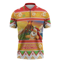 Hawaii Volcano Christmas Zipper Polo Shirt Have An Explosive Christmas LT05 Red - Polynesian Pride