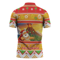 Hawaii Volcano Christmas Zipper Polo Shirt Have An Explosive Christmas LT05 - Polynesian Pride