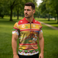 Hawaii Volcano Christmas Zipper Polo Shirt Have An Explosive Christmas LT05 - Polynesian Pride