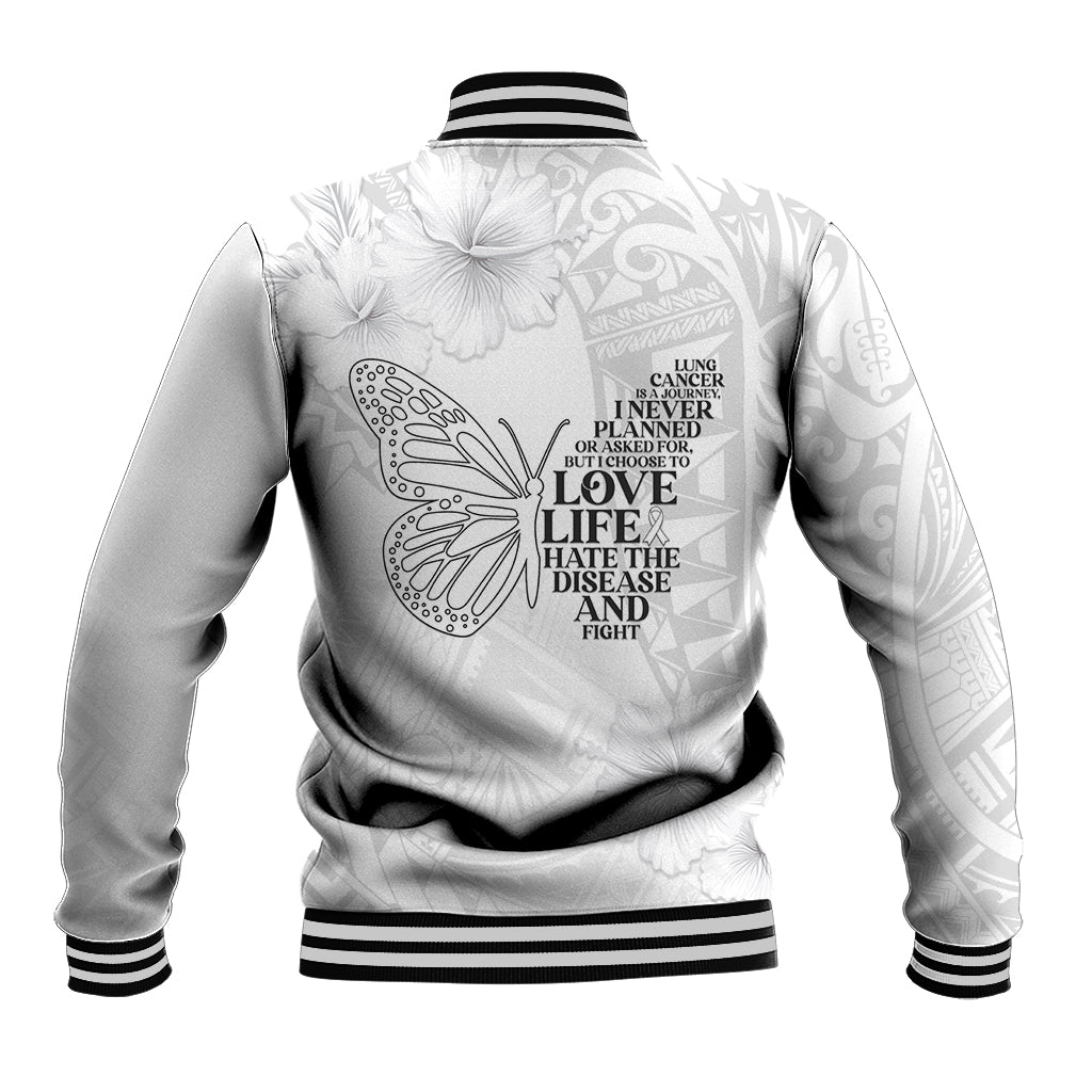 Lung Cancer Awareness Baseball Jacket Never Give Up Polynesian Style LT05 - Polynesian Pride